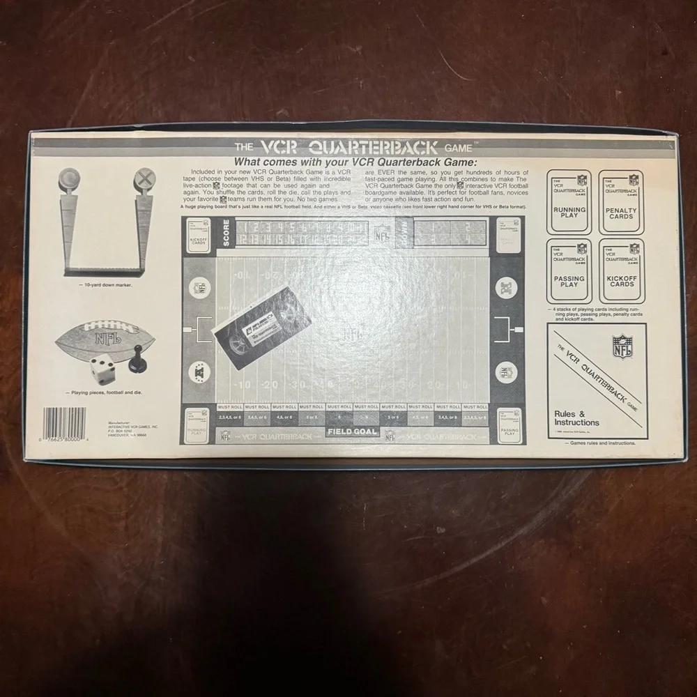 Vintage The VCR Quarterback Board Game NFL Interactive VCR VHS 1986 Complete